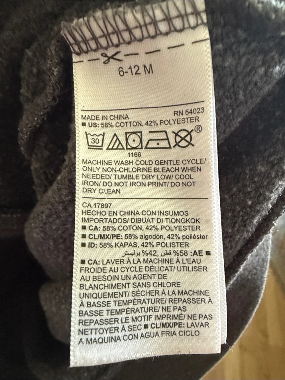 Old Navy Toddler Bear Ear Logo Zip-Up Hoodie Sweatshirt Charcoal Gray 6-12 month